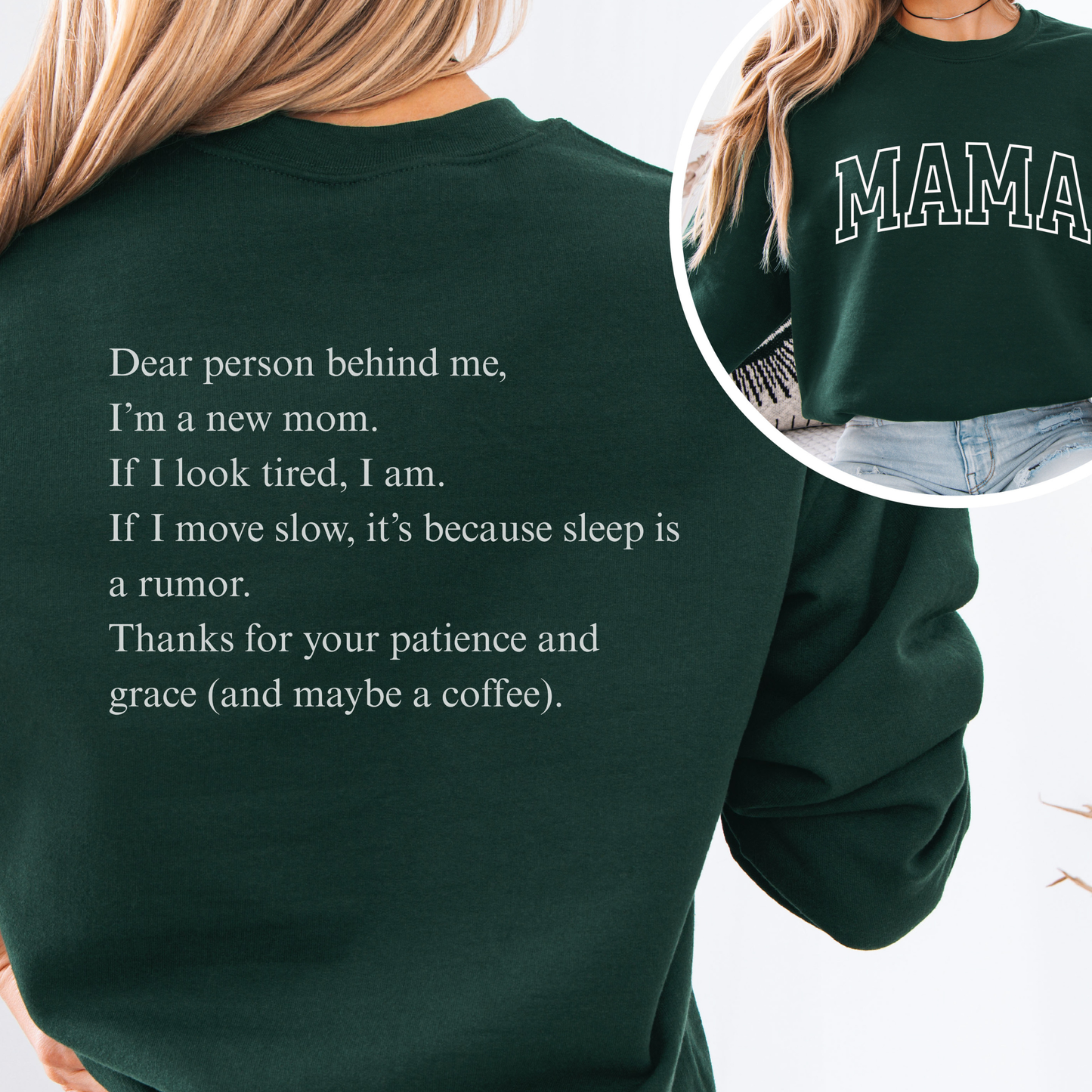 "Dear person behind me' New Mom Coffee" Cozy Pullover