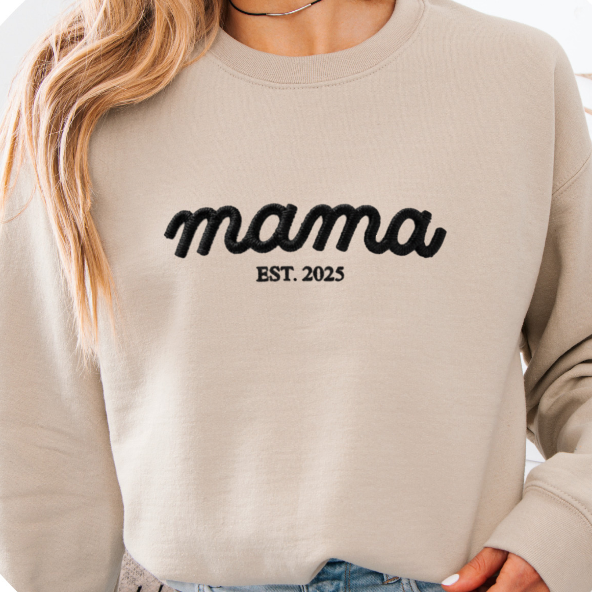 Embroidered Mama Est . Sweatshirt