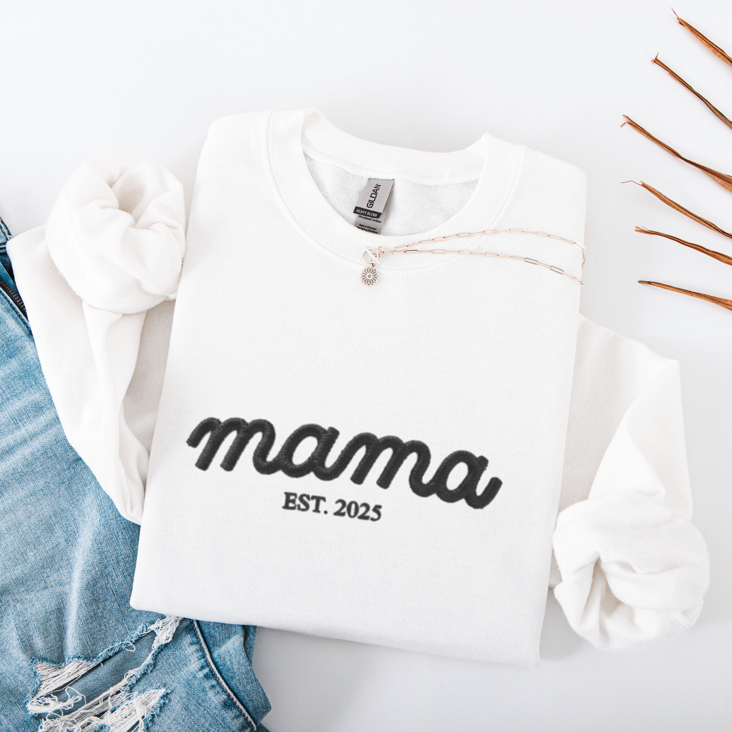 Embroidered Mama Est . Sweatshirt