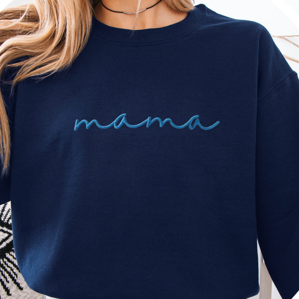 Embroidered Navy Monochrome Mama Sweatshirt