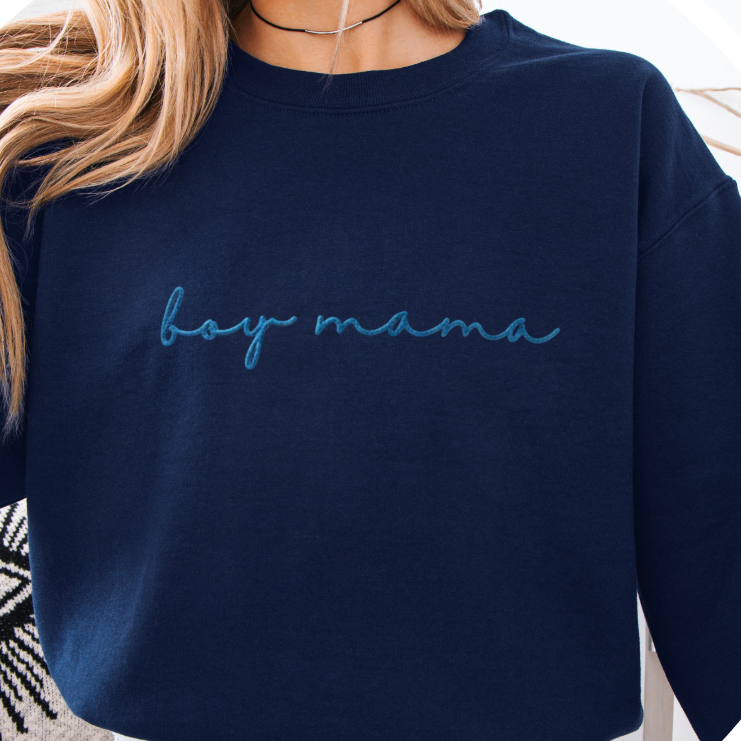 Embroidered Navy Monochrome Mama Sweatshirt