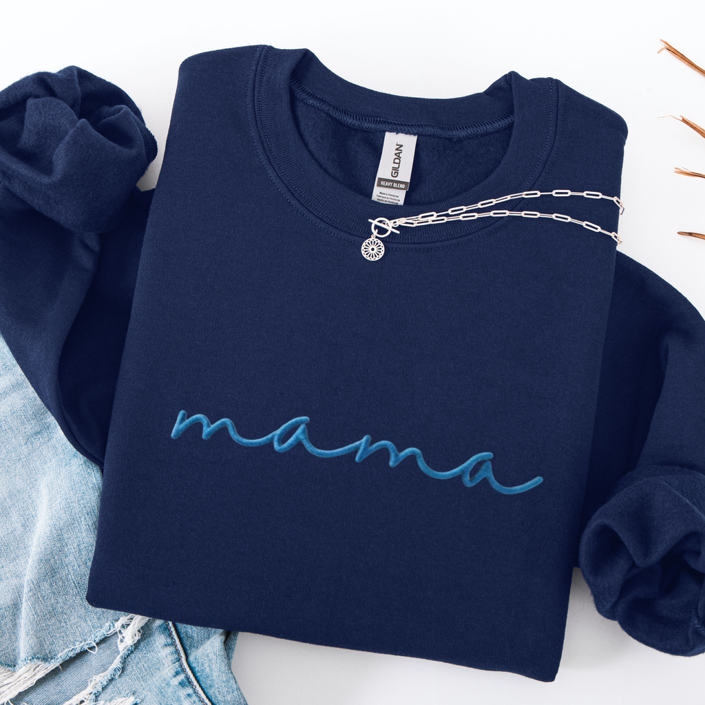 Embroidered Navy Monochrome Mama Sweatshirt