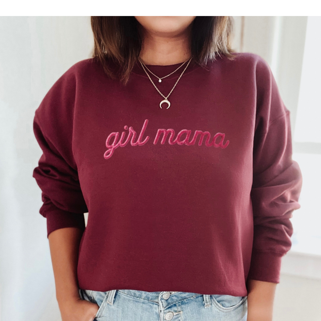 Embroidered Maroon Monochrome Mama Sweatshirt
