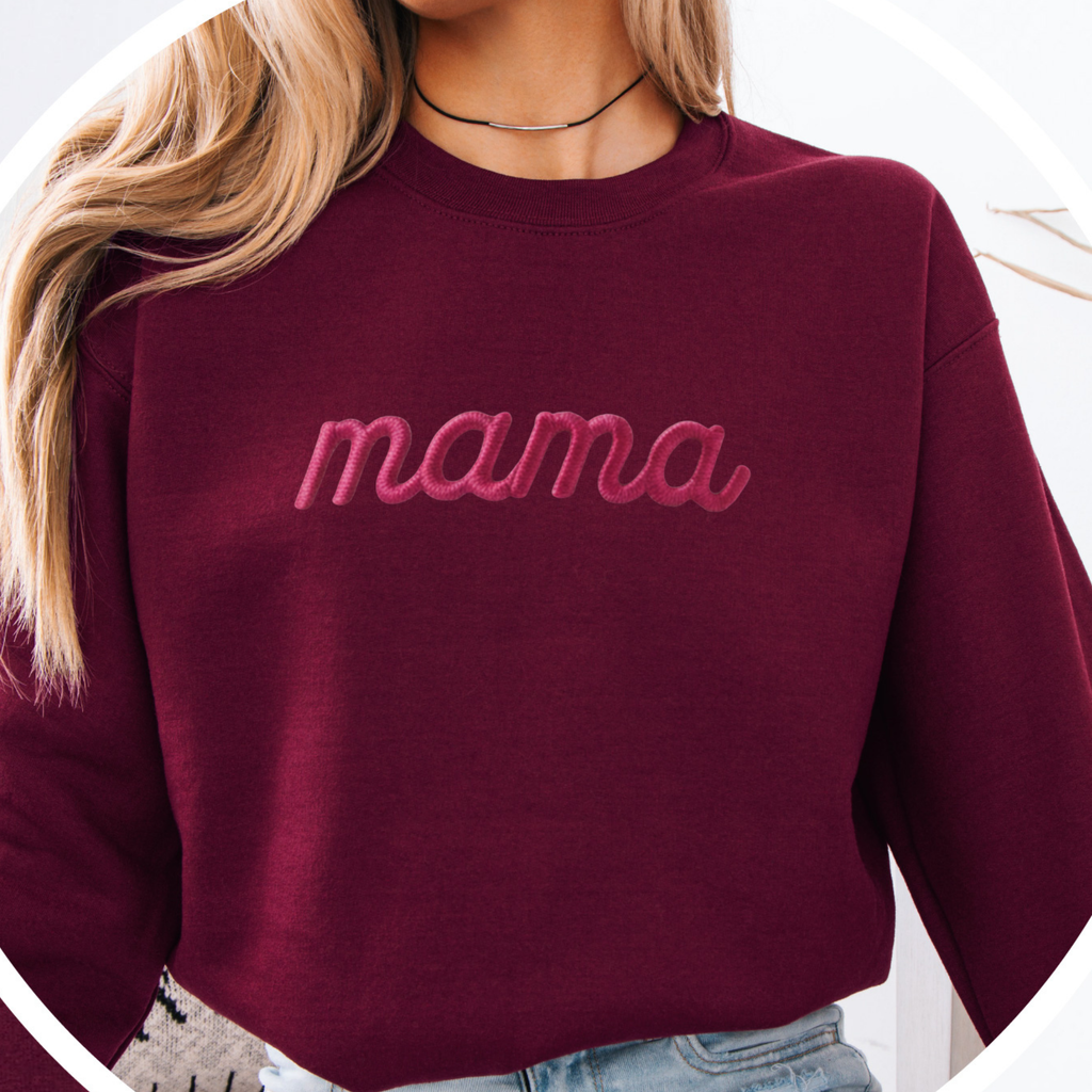 Embroidered Maroon Monochrome Mama Sweatshirt
